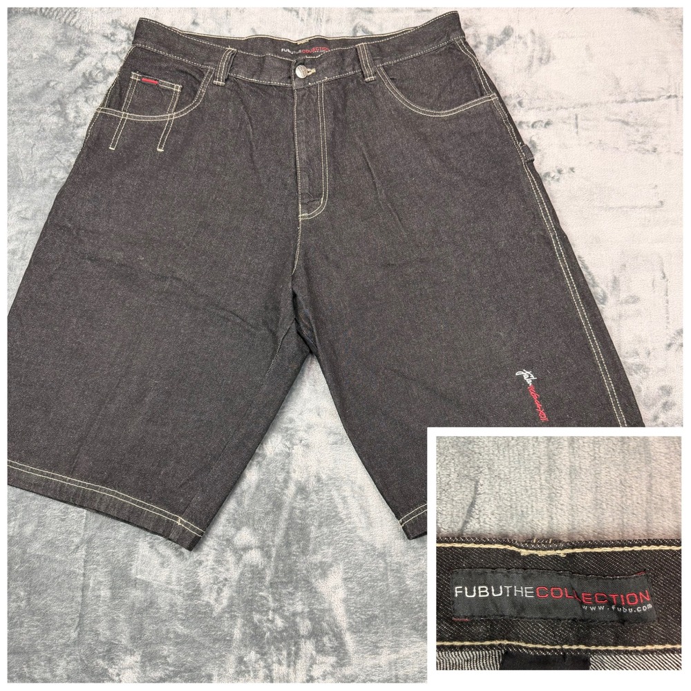 FUBU The Collection Jorts Mens 40 Carpenter Denim Shorts Y2K Baggy Hip‎ Hop